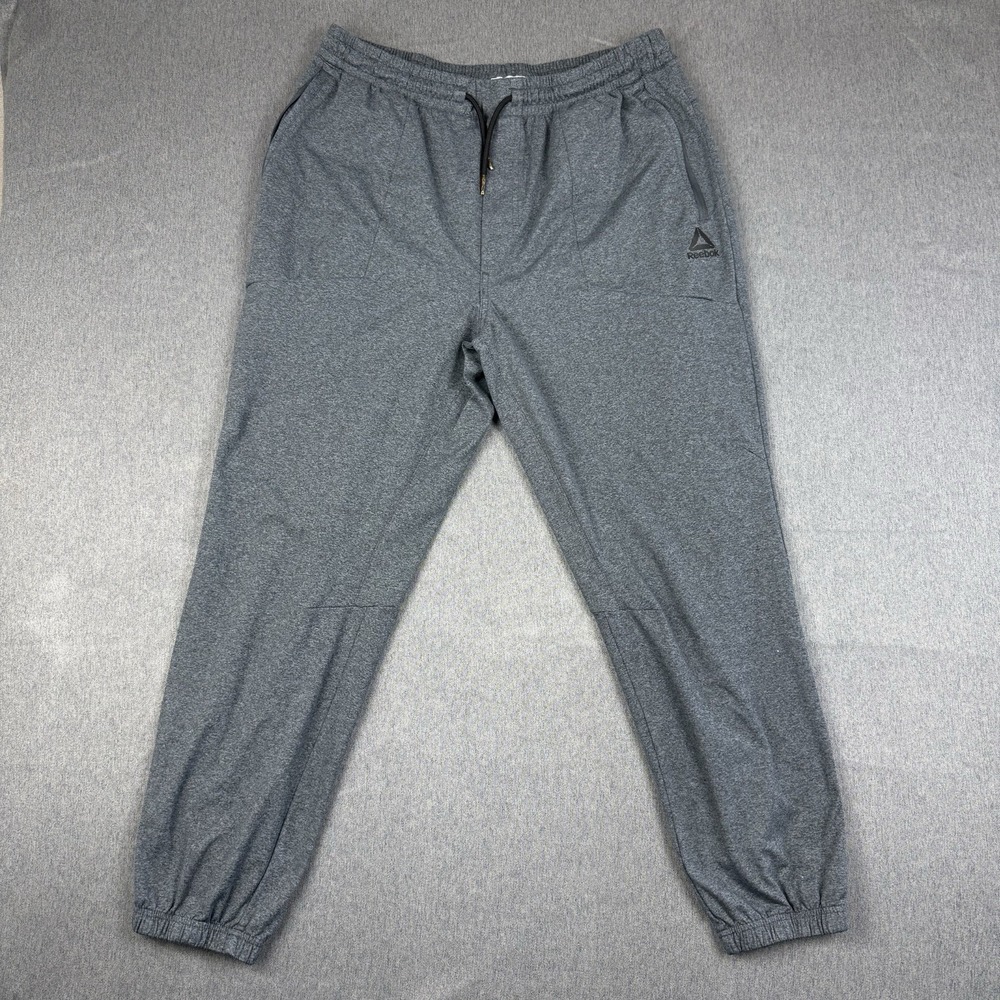 Reebok Mens XL Gray Joggers Sweatpants Zip Ankles Athletic Lounge CrossFit Pants